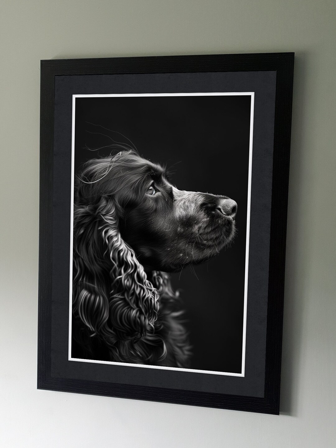 English Cocker Spaniel Dog Portrait - B&W Pet Photography Poster - Wall ...