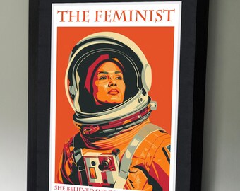 Feminist Poster - Female Astronaut - Feminism Art Print - she can - feminist wall art