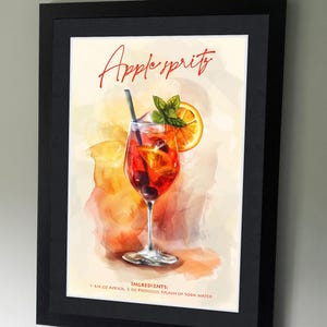 Cartel de cóctel Apple Spritz - cócteles clásicos - Spritzer - Apfelschorle - Impresión de recetas de cócteles - Diseños de alcohol - arte de cocina