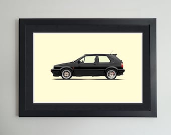 VW Golf GTI mk2 Poster - Illustration Prints Wall Art for Kids Boys dad men Room Decor Children Home Office Art Children Nursery