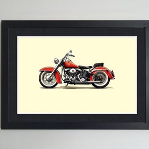 Harley-Davidson - classic motorcycle Poster - Illustration Prints Wall Art for Kids Boys dad men Room Decor Children Home Office motorbike