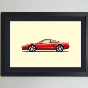 ホンダNSX車のポスター - イラストプリント壁アート、子供用、男の子、お父さん、男性、部屋の装飾、子供、ホームオフィス、子供部屋