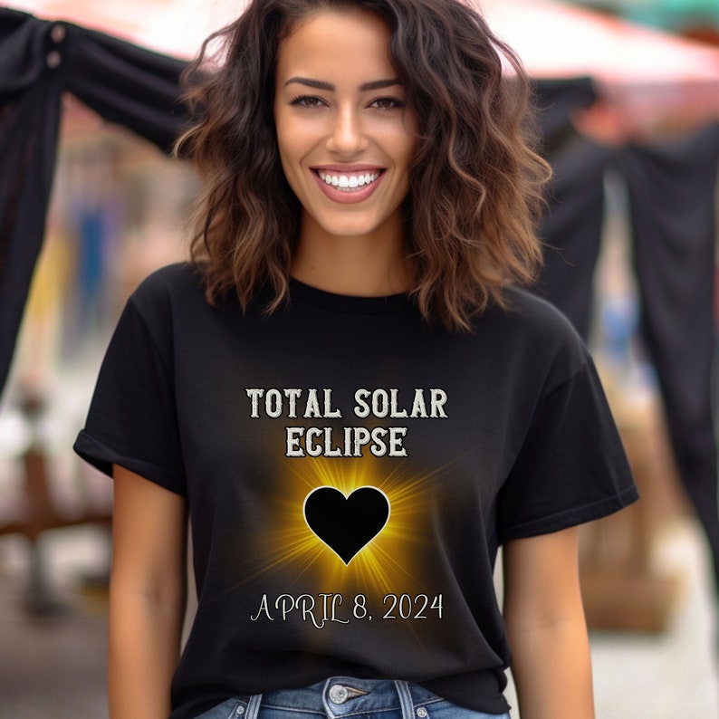 Total Solar Eclipse Shirt, April 8th, 2025, Gift for Her, Heart Eclipse