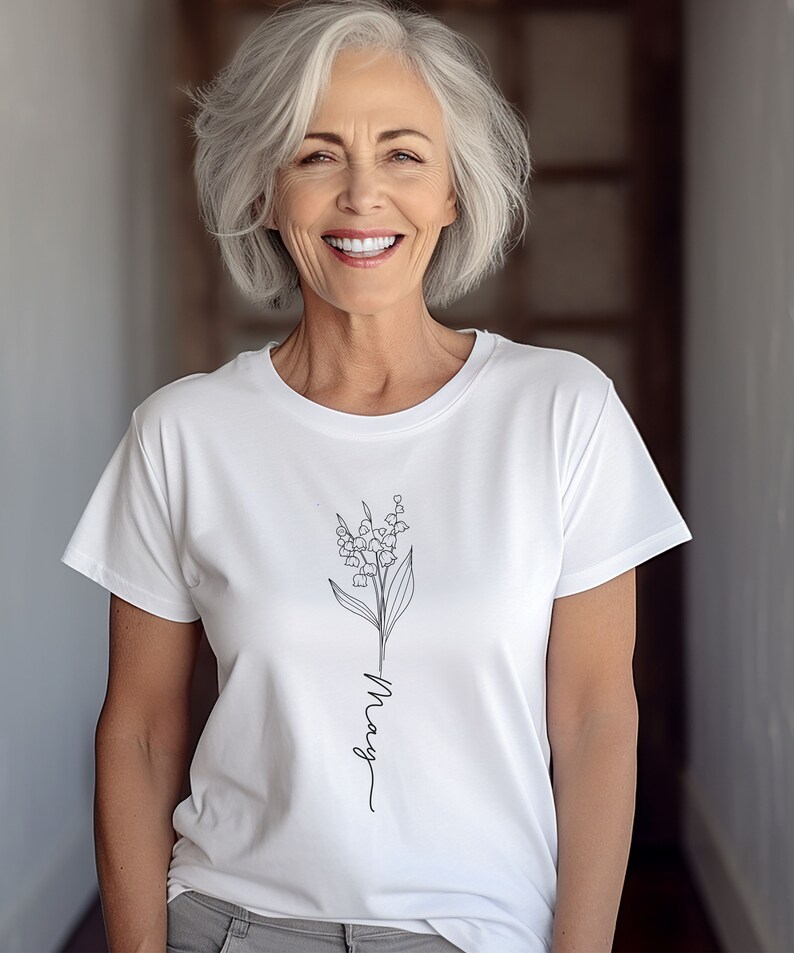 May Birthday Shirt, Lily of the Valley Birth Flower Tshirt, Women Shirt