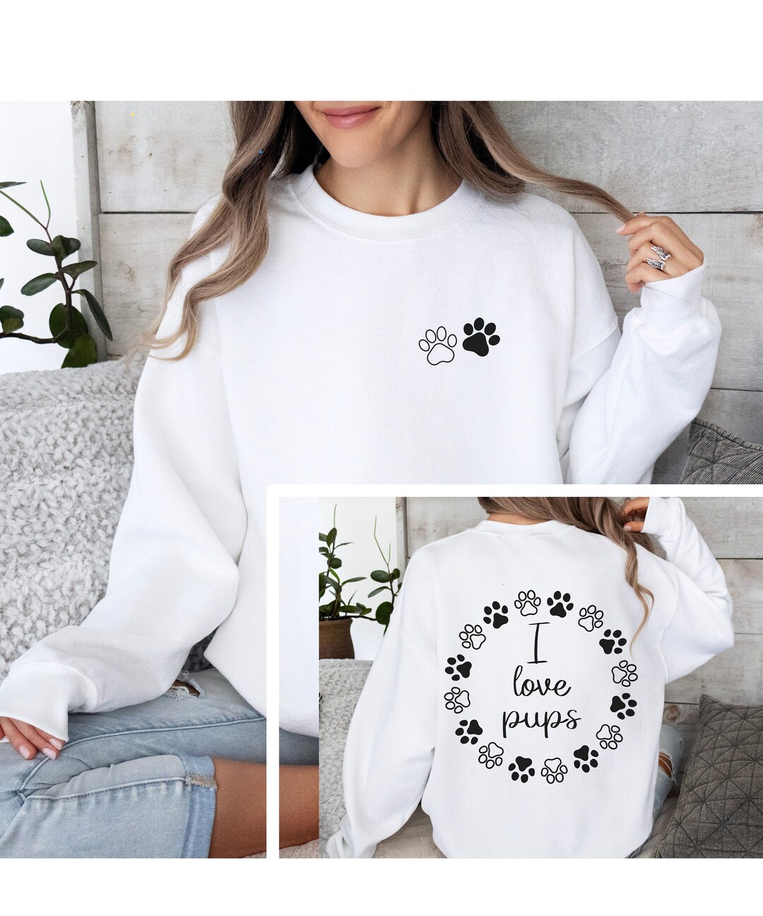 Dogs Sweatshirt, I Love Pups Sweatshirt, Mom Gift, Dog Lover Sweatshirt