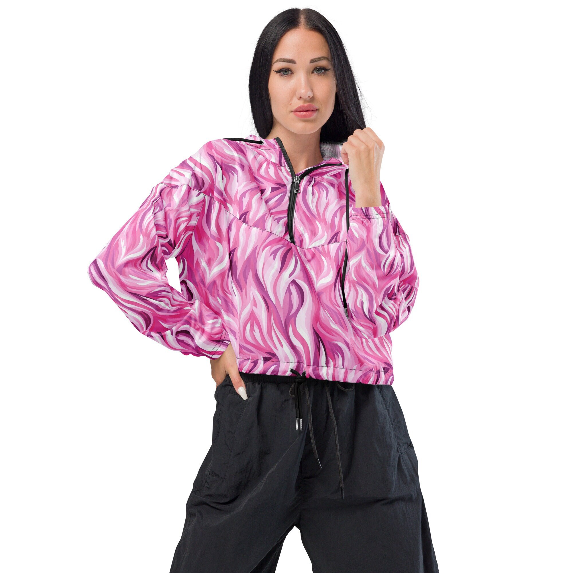Blaze of Pink Women s Windbreaker Lightweight Stylish Vibrant Pink Flame Design Versatile Mesh lined Adventure Jacket Outdoor Etsy UK