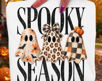 Retro Patchwork Ghosts PNG, Checkered Ghost Design, Trendy Fall Halloween PNG, Autumn Sublimation Design, Spooky Shirt Graphic