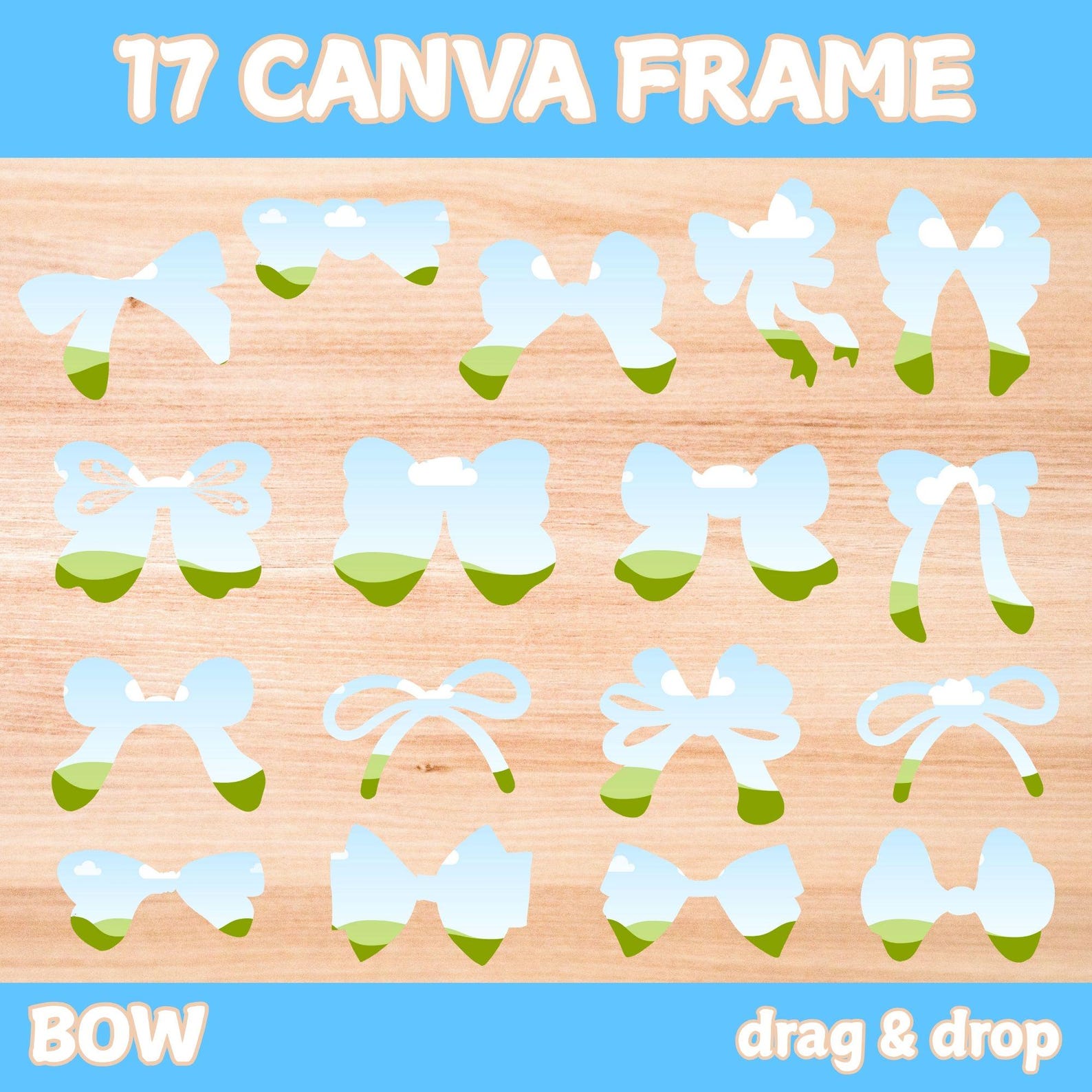 Canva Frames Bows, Drag and Drop Frame Templates, Drag and Drop Canva ...