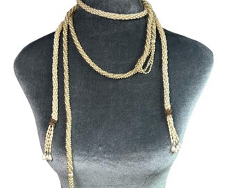 Vtg Faux pearl beaded strands, set of 2, no clasp, Braided Necklace- Victorian