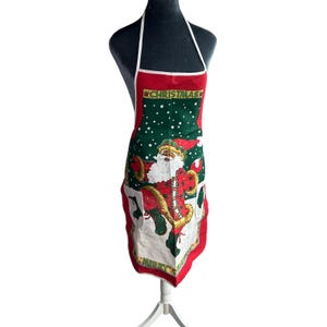 Retro Christmas Apron-osfm unisex- Santa Boots- KItchen cooking
