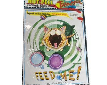 Gary Patterson- Feed Me Cat- 11,5 x 10" transferpapierontwerp voor knutselwerk jaren 90
