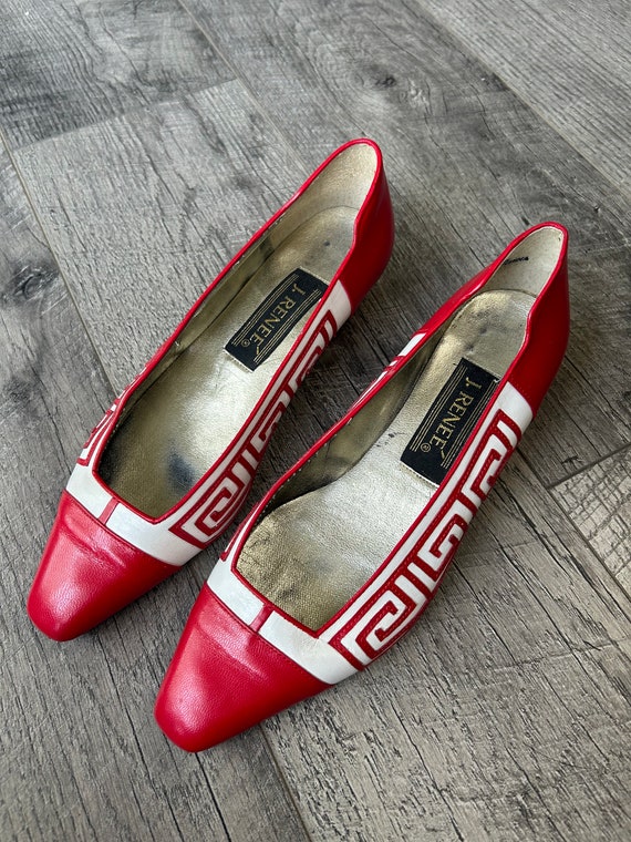 VTG J Renee- pumps- size 6 - red and white- abstra