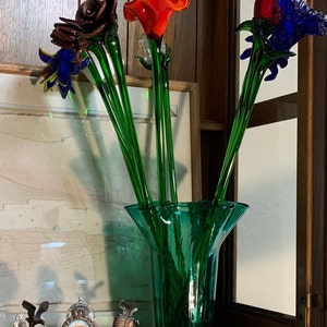 Glass Flower Rose Stems-beautiful Lampwork Flowers 7 