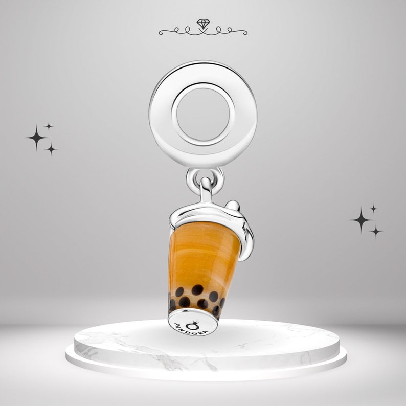 Murano Glass Bubble Tea Dangle Charm for Pandora Bracelet Whimsical and