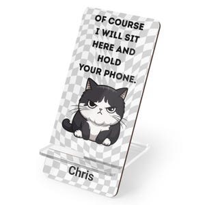 Mobile Phone Stand, Cute Cat Display Holder, Animal Desk Accessory, Personalized Gift for Cat Lovers, Fun Phone Holder