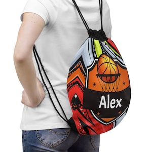 Personalized Basketball Drawstring Bag: Active Kids Gym Sack