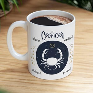 Cancer Zodiac Mug: Astrology Coffee Cup, Birthday Gift