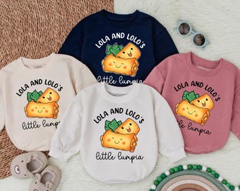 Lola And Lolo's Little Lumpia baby Romper, Little Lumpia Bodysuit, Cute Food Bodysuit, Lola And Lolo's Baby Girl Outfit, Baby Shower Gift