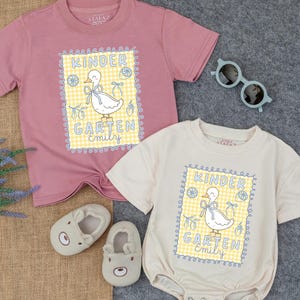 Personalized Back To School Shirt for Girls,Goose Bow School Shirt, Kindergarten Girls Shirt, First Day of PreK Tee, Custom Name Toddler Tee