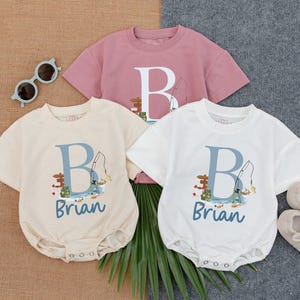 Personalized Fishing T-shirt Bubble Romper, Monogram Watercolor Baby Boy Outfit, Little Fisherman Summer Romper, Custom Name Toddler Gift