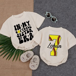 In my Softball Sister Era Bubble Romper, Game Day Baby Clothes, Toddler Girl Clothes, Baby Softball Announcement Outfit, Newborn Clothes