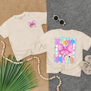 Personalized Back To School Shirt for Girls, Pink Bow School Shirt, Kindergarten Girls Shirt, First Day of PreK Tee, Custom Name Toddler Tee