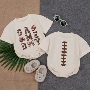Football Laces Bow Bubble Romper, Gameday Birthday,Football Game Baby, Gameday Outfit, Baby Clothes, Short Sleeve Romper,Newborn Clothes