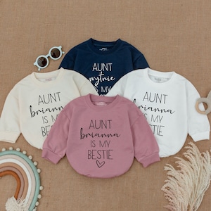 Personalized Auntie&#39;s Bestie Baby Outfit, Coming Home Outfit, Baby Shower Gift, Baby Clothes, Auntie Baby Clothes, Gift From Aunt