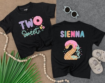 Personalized Two Sweet Toddler T-Shirt, Sweet for Ice Cream Birthday Kids Shirt, 2 Years Old Shirt, 2nd Birthday Gift, Kids Name Birthday