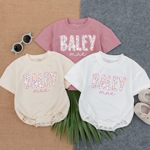Customized Name Baby Romper,Sweatshirt Bodysuit, Personalized Bubble Romper, Baby Shower Gift, Minimalist Baby Birthday, Baby Christmas Gift