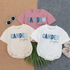 Boy Personalized Name Bubble Romper, Personalized Bubble Romper, Personalized Boys Shirt, Baby Shower Gift, Boys Name Tee, Oversized Romper