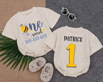 Custom One Sweet Bee-day Boy Baby Romper, First Bee Day, 1st Birthday Outfit, First Bee Day Shirt, Cute Honey Bee Baby, Boy  Baby Bodysuit