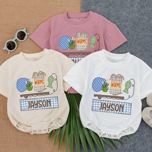 Fishing Buddy Custom Bubble Romper, Personalized Baby T-Shirt Outfit, Outdoor Baby Boy Clothes, Toddler Fisherman Gift, Summer Romper