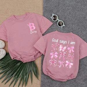 Personalized Christian Girl T-shirt Bubble Romper, Personalized  GOD Says I Am,Christian Toddler Clothes, Bible Verse Toddler, Religiou Gift