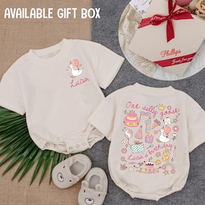 Personalized One Silly Goose Birthday Baby Romper, Cute Birthday Baby, 1st Birthday Silly Goose Romper, Silly Goose Birthday, Newborn Outfit