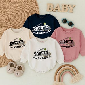 Daddy’s Future Doubles Partner Baby Romper, Baby Tennis Outfit, Matching Tennis Baby Clothes, Father's Day Gift, Daddy Baby Outfit