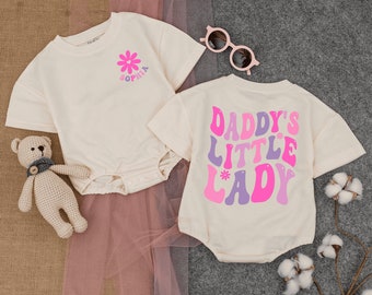 Custom Daddy's Little Lady Romper Short - Sleeve, Father Daughter, Oversized Romper, Cute Daddy's Girl, Fathers Day Outfit, Infant Outfit