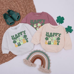 Happy Go Lucky Romper Kid, St.Patricks day baby Outfit, Kids Saint Patrick&#39;s Day, Baby Newborn Gift, Infant Clothes, Cute Irish Baby