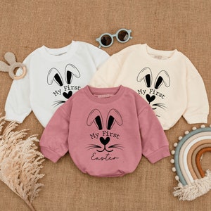 My First Easter Romper Kid, Easter Baby Outfit, First Easter Shirt, Baby&#39;s first Easter, Baby Sweatshirt, Sweatshirt Romper, Gender Neutral