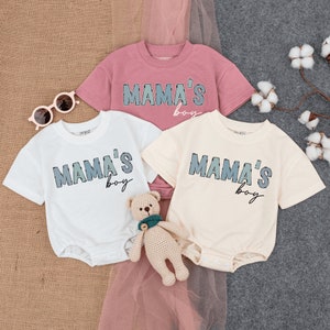 Mama&#39;s Boy Bubble Romper Short Sleeve, Baby Baggy t-shirt Romper, Mommy&#39;s Boy Tee, Mothers Day Gift, New Mom Gift, Baby boy outfit