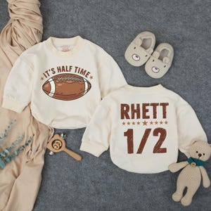 Custom It's Halftime Romper, Football Half Birthday, Football Game Day, Bubble Romper, Infant Bodysuit, 1/2 Birthday Outfit, Football Baby
