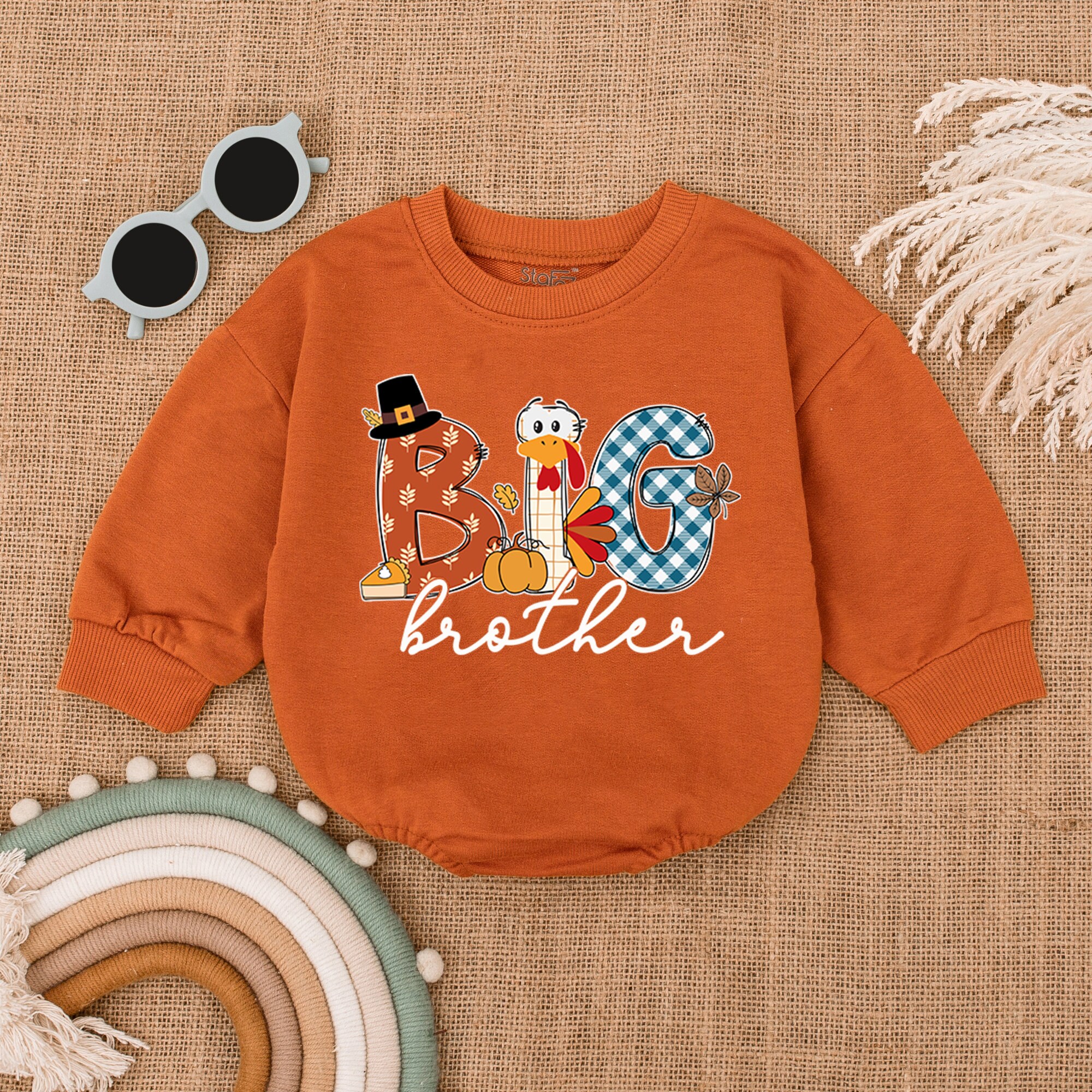 Personalized Matching Family Thanksgiving Baby Outfit, Brother Sister Bubble Romper, Matching Baby Thanksgiving Clothes, Fall Baby Outfit