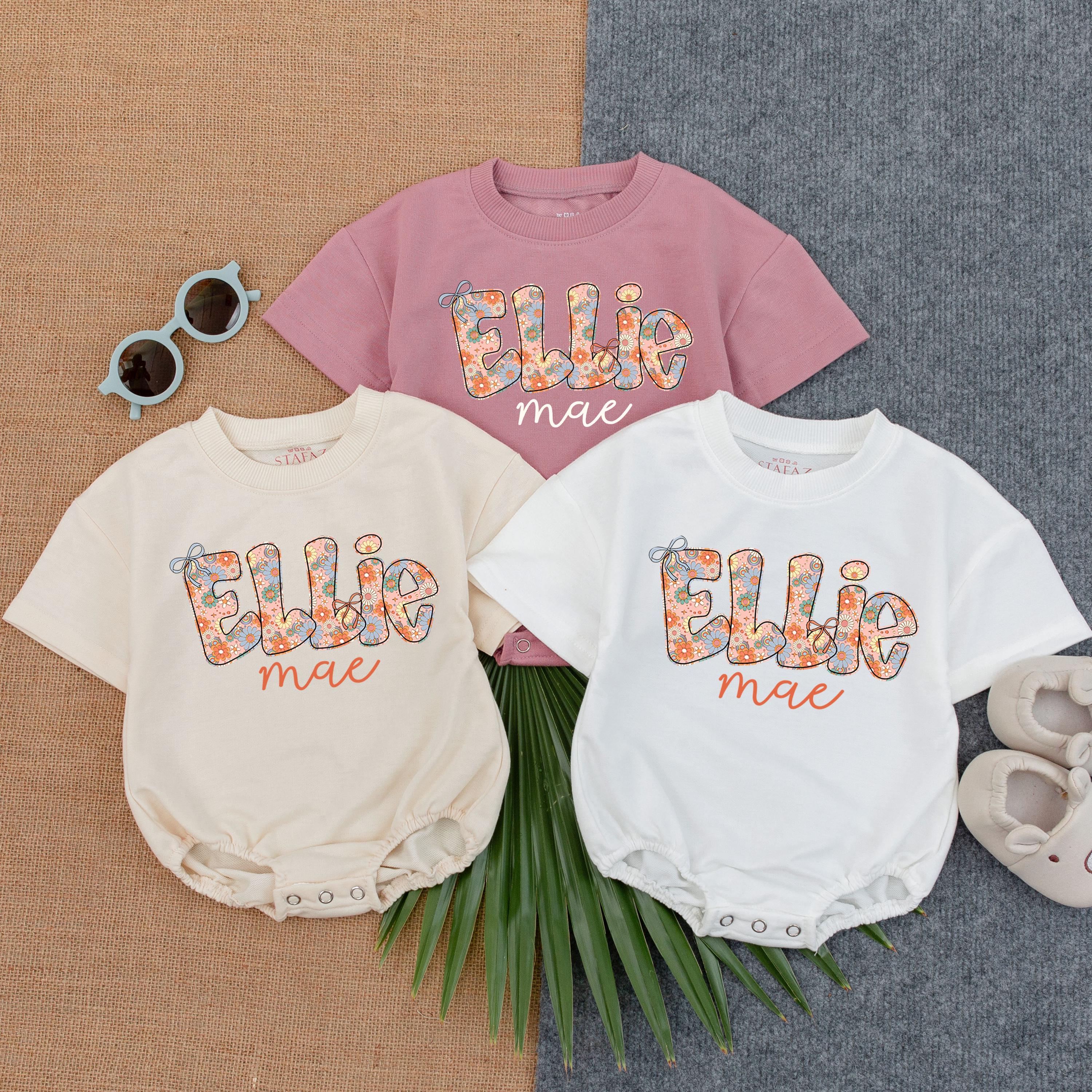 ★ ★ Women's Monogram Baby Short Sleeve T-Shirt Graphic Baby Tees Womens Slim Fit Tshirt Embroidered