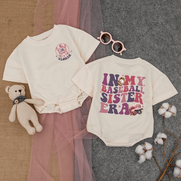Personalized In My Baseball Sister Era Romper, Girls Baseball, Baseball Game Day, Gameday Outfit, Little Sis shirt, Baby Clothing