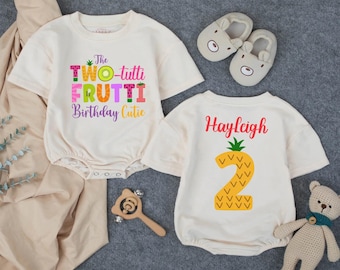 Customized Twotti Frutti Birthday Cutie Bubble Romper, Fruit Themed Birthday Toddler T-shirt, 2nd Birthday Girl, Birthday Family Shirts