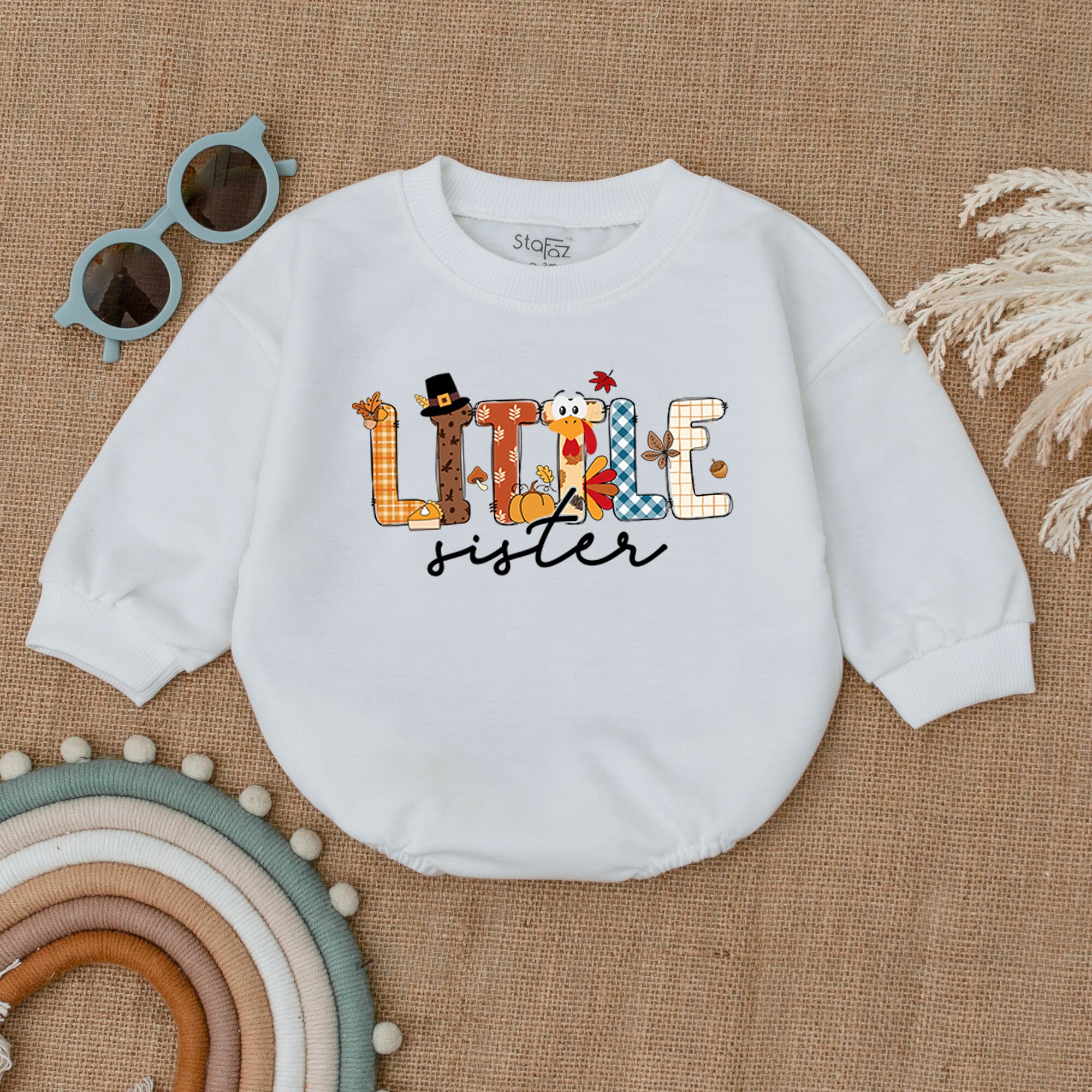Personalized Matching Family Thanksgiving Baby Outfit, Brother Sister Bubble Romper, Matching Baby Thanksgiving Clothes, Fall Baby Outfit