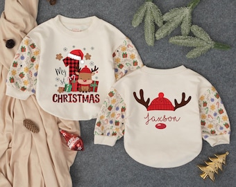 Baby's First Christmas Outfit - Santa Print Hooded Romper For Newborns 0-18 Months