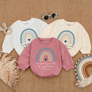 Hand Picked for Earth by my Grandma in Heaven Romper, Baby Shower Gift, Baby Romper, Baby Custom name outfit, Newborn Clothes, Rainbow Baby