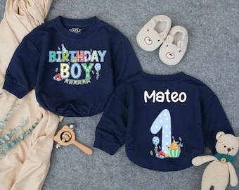 Personalized Birthday Boy Cupcake Bubble Romper | Custom Name 1st Birthday Outfit | Toddler Boy Clothes | Baby Boy Birthday Gift