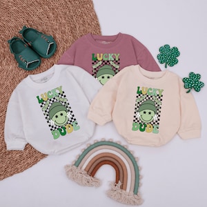 Lucky Dude Baby Romper, St Patricks Day Natural Baby Bodysuit, Kids St. Patrick&#39;s Day Shirt, Cute Natural Irish Kids Shirt, Baby Outfit